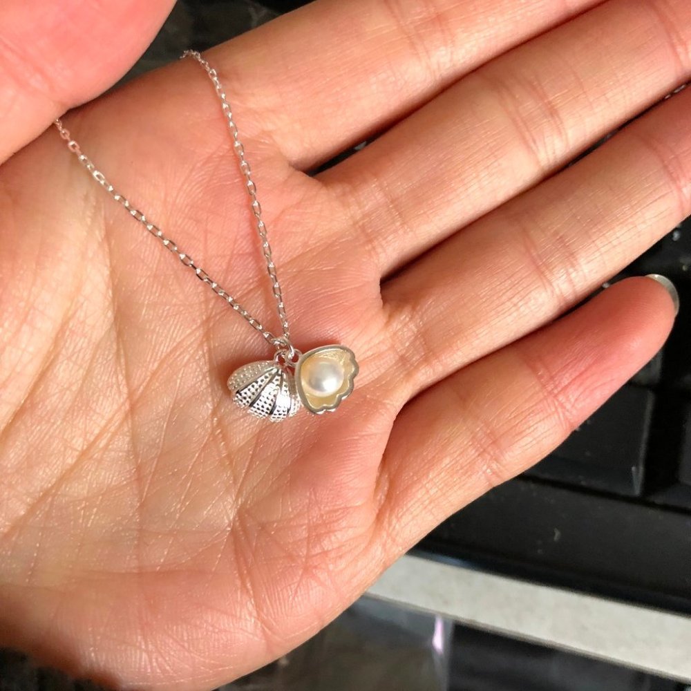 NEW 925 Sterling Silver Pearl Shell Necklace Y - Picture 5 of 8